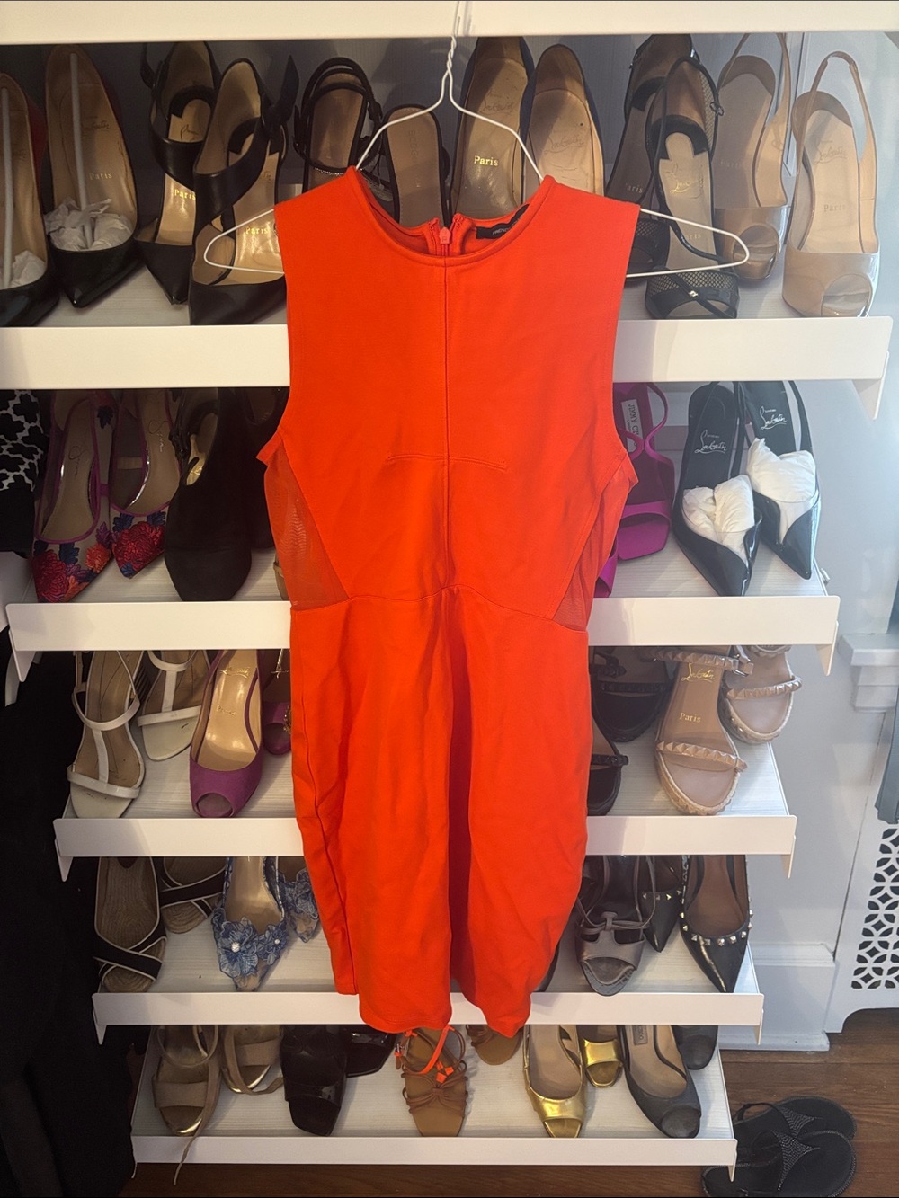 French Connection Women's Sleeveless Orange Shift Dress